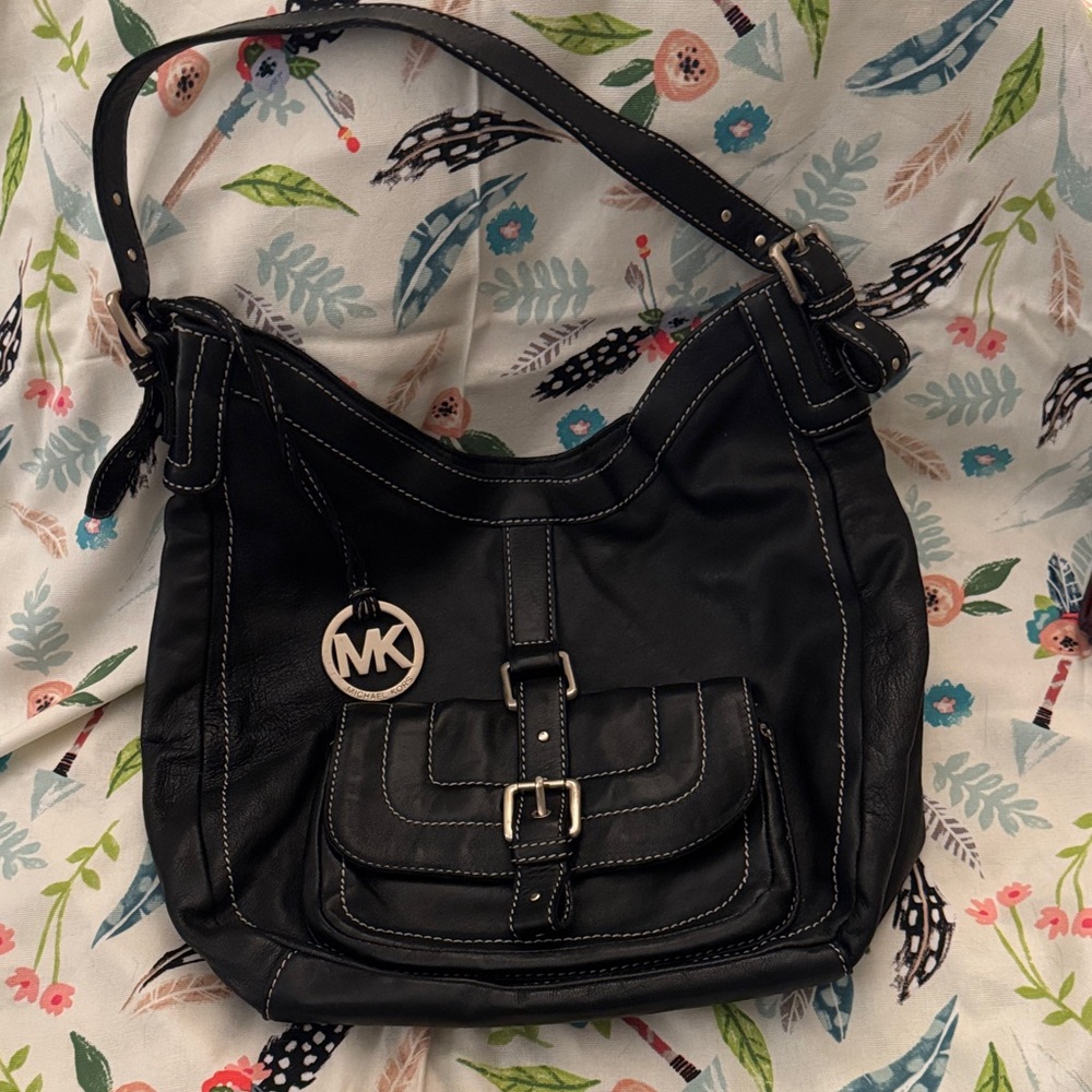 Vintage Michael Kors Black Leather Shoulder Bag